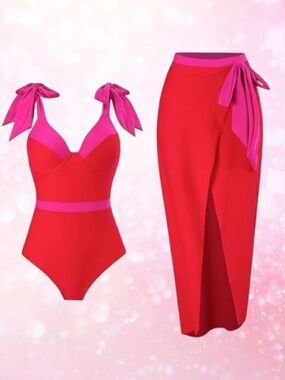 Women's One Piece Swimsuit with Cover Ups Sarong Monokini Tummy Control Swimwear